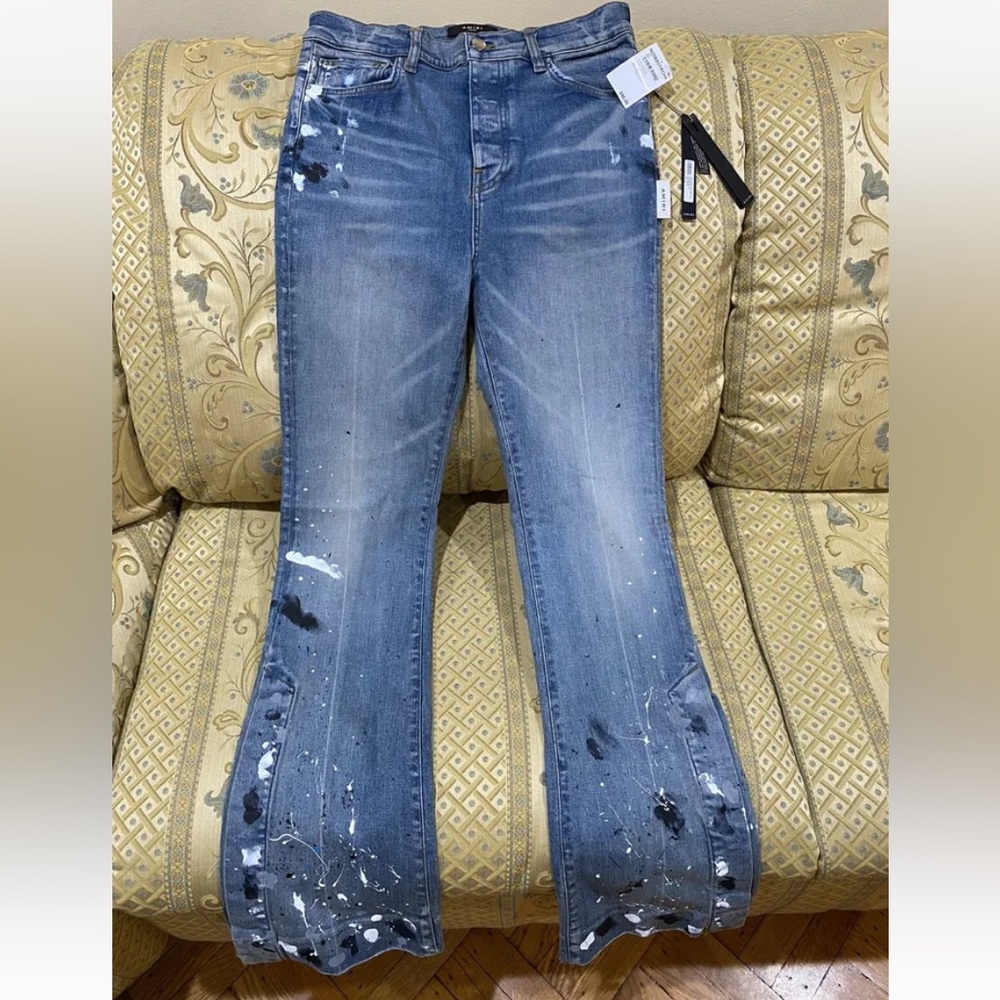 Amiri Paint Splatter Stretch Flare leg jeans sz. 34; 32